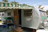Classic 1951 Spartanette Tandem Trailer With Green Striped Awning